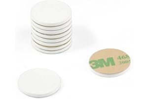 FIRST4MAGNETS Disco Di Acciaio Dolce Dipinto Bianco Con Autoadesivo 3M Per Arti, Mestieri, Produzione Di Modelli, Fai -Da -Te E Hobby - 20mm Dia x 2mm Di Spessore - Pacco Di 10