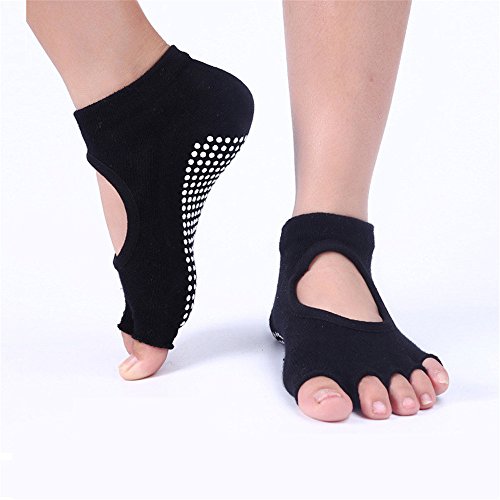 4 Paar Halbe Zehen Damen Rutschfeste Socken mit Baumwolle Atmungsaktivität ideal für Yoga Pilates Tanz Fitness - 2