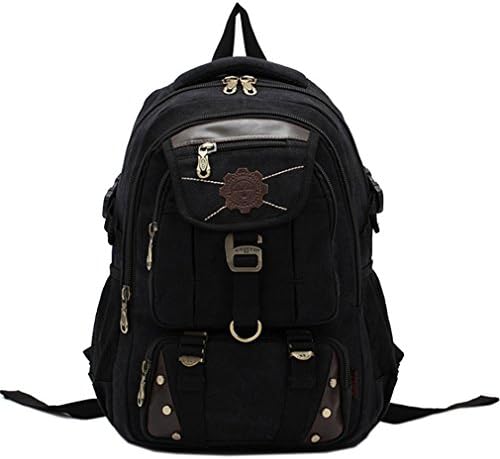 JTC Women Men Canvas Trave Backpack Bag 3Colors (Black)
