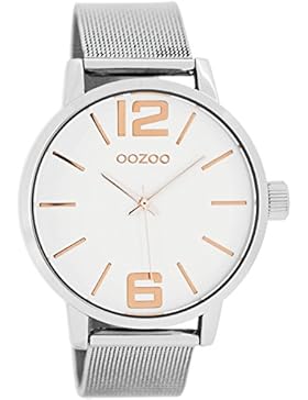 Oozoo Damenuhr mit Metallband 40 MM Weiss/Rose/Silber C7976