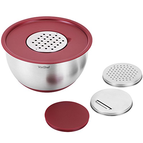 VonShef 17-teiliges Premium Mix-Paket mit 5 Edelstahl Rührschüsseln, Messlöffel Set, Messbecher Set, Schneebesen & Teigschaber - 3