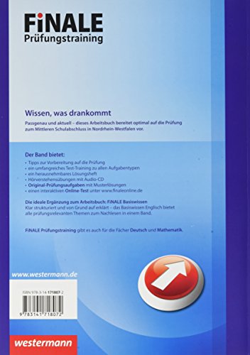 Book's Cover of FiNALE Prüfungstraining 2018 Mittlerer Schulabschluss Nordrhein-Westfalen: Englisch 2018 Arbeitsbuch mit Lösungsheft und Audio-CD