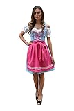 Knielang Midi Dirndl Set Trachtenkleid 509GT Blau Weiß kariert (40)
