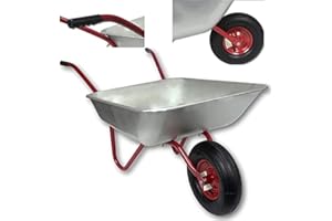RGVERTRIEB Schubkarre 120L gehäufte Füllung Bauschubkarre Schiebkarre bis 100kg Gartenkarre verzinkt Luftrad Metallfelge Arbeitskarre