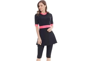 SHUOBEITER Muslimischer Badeanzug Neu Muslimische Bademode Burkini für Damen Frauen Mädchen Hijab Short Sleeve Islamische Schwimmanzug UV Schutz Bescheiden Muslim Swimwear