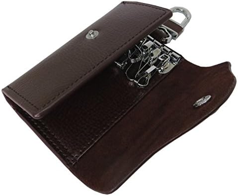 WinneG Genuine Leather Hasp Key Chain Case Pouch Credit Cards Holder Brown