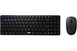 Rapoo 9300M bezprzewodowa mysz klawiaturowa, zestaw biurkowy 1300 DPI, czujnik 12 miesięcy, czas pracy baterii, kompaktowy układ DE, QWERTZ PC i Mac - czarny