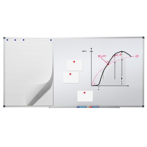 Office Marshal serie Pro - Pizarra blanca  lacado magn  tico  marco de aluminio  blanco  60 x 90 cm