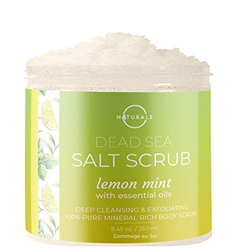 Scrub Esfoliante Viso Corpo e Piedi al Sale Del Mar Morto con Oli Essenziale al Limone di O Natuarls Anti Cellulite Peli Incarniti Scrub Rassodante Idratante Viso Purificante Cura Acne, 500gr