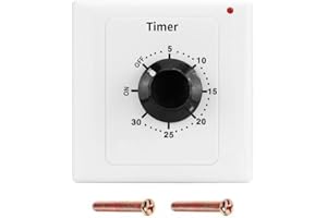 Switian Interrupteur de Minuterie, AC 220V 15A Compte à Rebours Mécanique Intelligent à Minuterie Socket Time Switch 86 Panneau Timer Bouton de Command (30 Min)