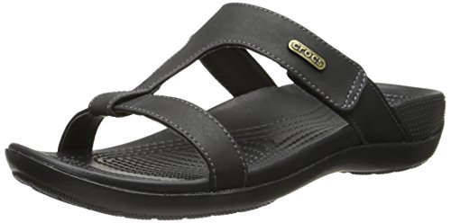 crocs Women's Ella Comfortpath Sandal, Black/Black, 8 M US