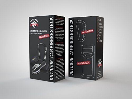 OUTDOOR FREAKZ Outdoor Campingbesteck Klapp-Besteck aus Edelstahl mit Gürteltasche, das Original! - 7