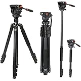 Professional Video Tripod Monopod with 360 Video Fluid Head for Canon Nikon Sony Camcorder and Dslr Camera Aluminum Alloy 70.8 Inches (KX3939)