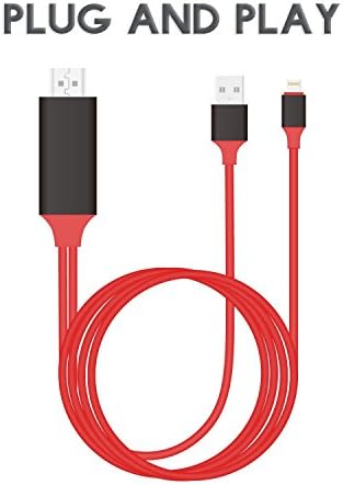 Lightning to HDMI Adapter Cable, SmartSee For iPhone Digital AV to HDMI 1080P Cable for iPhone iPad iPod Plug and Play(6.6FT)