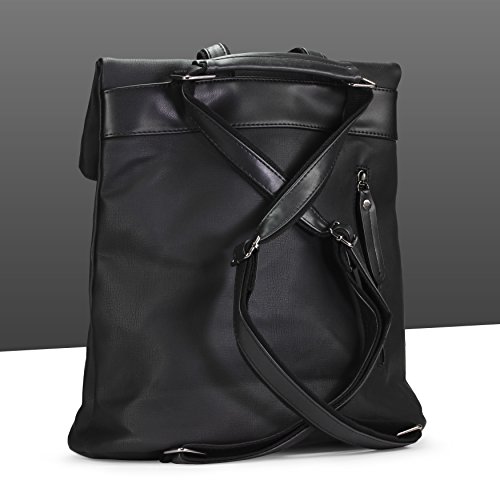 Urcover® Unisex Designer Foldover Rucksack + kleiner Beutel in Farbe, auch als Umhängetasche Handtasche mit Reiß- & Magnetverschluss | Freizeitrucksack Daypack - 3