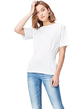 FIND Damen Tailliertes T-Shirt mit Raffungen
