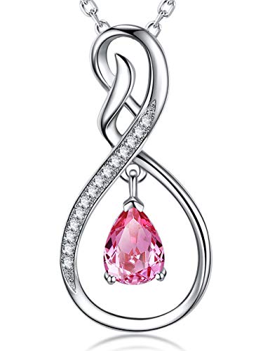 GinoMayMothers Day Jewellery Gifts March Birthstones Necklace Aquamarine Jewellery Women Birthday Gifts Love Infinity 925 Sterling Silver Mothering Sunday