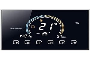 T-Storm Termostato Smart Wi-Fi per riscaldamento - contatto pulito - con display LCD a colori adatto a scatola 503 - compatibile con Alexa e Google Home e IFTTT Nero