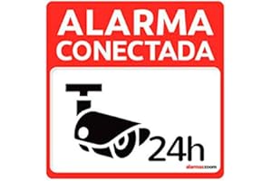 ALARMASZOOM Pegatina adhesiva disuasoria alarma cámaras de vigilancia Alarma conectada 24 horas. Pegatina hogar. Cartel disuasorio alarma Pegatina exterior vigilancia Facil pegar