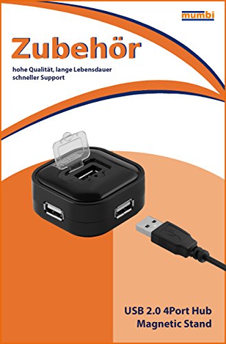 mumbi USB HUB 4 Port magnetisch – USB 2.0 Verteiler – Bus powered – ohne Netzteil – Plug & Play – Windows 2000 XP Vista 7 Mac Os - 2