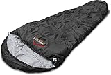 geringes Packmaß und Gewicht normani Einzel Mumienschlafsack 230 x 80 cm bis - 15°C Farbe Schwarz