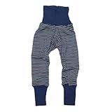Cosilana - Baby Waist Trousers Long2-3 years (Height 39-41) (98/104), striped Marine-Natural, 70% Organic Merino Wool, 30% Silk