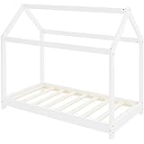 ML-Design Lettino per Bambini e Bambine Forma di Casa con Tetto e Rete a Doghe 70 x 140 cm Letto a Capanna Stile Montessori i