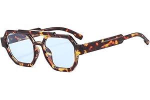 YAMEIZE Occhiali da Sole Retrò Pilota per Uomo Donna Vintage Quadrati Doppio Ponte Occhiali 70s Telaio spesso Occhiali