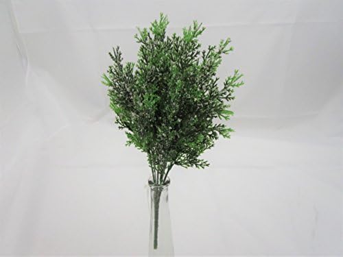 Artificial Frosted Cedar Bush 33cm - Two Tone Green - 6 Stems - Christmas