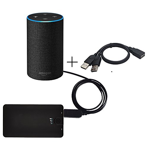 MERES USB Ladungskabel anschließen für Amazon Echo - USB 5V zu DC 15V Netzkabel für Amazon alexa echo zubehör machen die Echo Portable (schwarz)