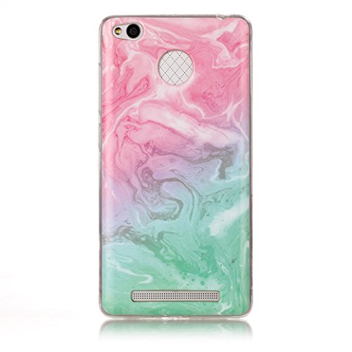 Funda XiaoMi RedMi 3S AllDo Carcasa Dise  o del Patr  n de M  rmol Funda Suave Gel de TPU Carcasa Flexible Lisa Funda Delgada Ligera Smooth Soft Case Cover Anti-rasgu  os Anti-choque Carcasa Protectora con M  rmol de Moda Duradero Funda de Silicona para XiaoMi RedMi 3S - Rosa Cyan