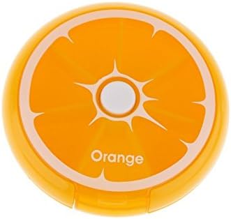 Anne as Portable Rotary Candy Storage Dispenser Mini Pill Drug Round Storage Box Orange