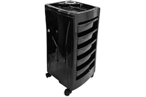 Crisnails® Carros de Mantenimiento con Ruedas Profesional para Peluquería, Barbería, Perfumería, Cosméticos, Salón, Tienda de Tatuaje, Manicura y Pedicura, Color Negro