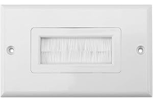 NIKOU Płytka pędzelkowa w stylu Decora przechodzi przez wkładkę do przewodów, pojedynczy pasek dostępu do kabli, gniazdo ścienne do telewizora HDTV, HDMI, Przewody głośnikowe, kable koncentryczne, kable sieciowe/telefoniczne system kina domowego