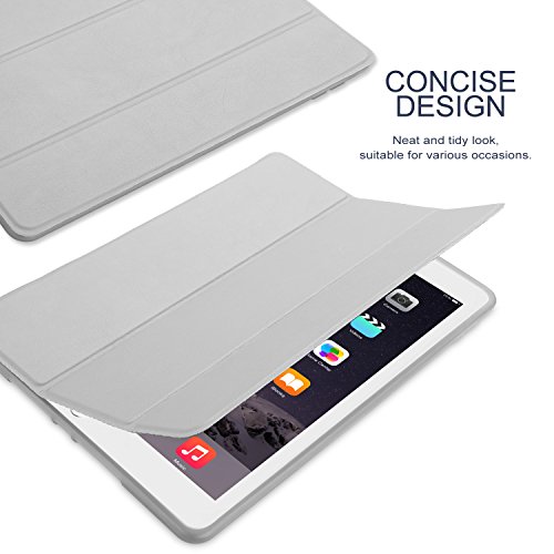 Hülle für iPad Air 2 iPad 6th Generation CICMOD® Smartcover Case Tasche Schutzhülle Etui Auto Aufwachen/Schlaf Funktion mit Multi Ständer und Anti-Stoß weiche TPU Rückseite (Grau) - 3
