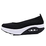 mljsh malla de la mujer sandalias plataforma Casual zapatos de tonificación Fitness Work Out Alzas de zapatillas, color negro, talla 37 EU Mujer