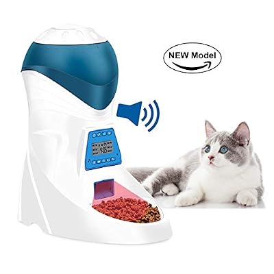 Jnwayb Distributeur Automatique pour Animaux Domestiques 6 repas Chien Chat Distributeur de Nourriture&Bol de remplacement, Contrôle de Portion et Enregistrement Vocal- Supporte Batterie et Adaptateur