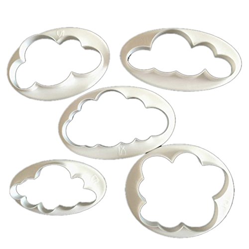 Haimoburg 5 Stück Wolke Ausstechformen Fondant Marzipan Kuchen Dekorieren Druckmuster (5 teilig Wolke) - 2
