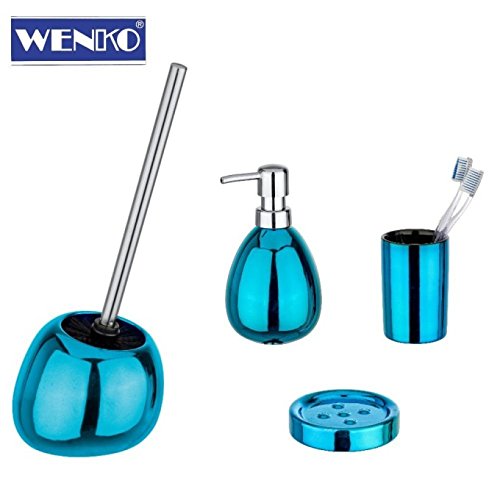 4tlg. WENKO Bad Set Polaris türkis metallic, aus Keramik