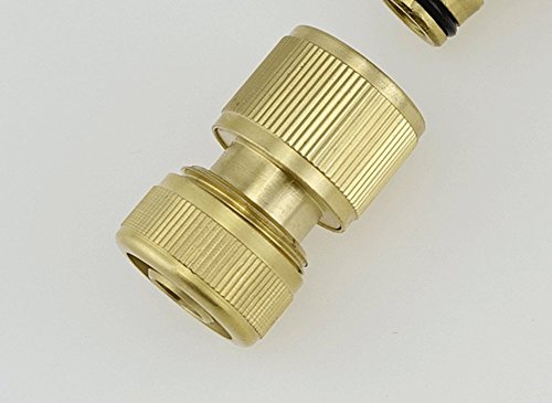 2 Teile Set: Y- Verteiler und Schlauchkupplung mit Wasserstop. Verteiler 3/4“ IG mit Steckverbindung 1/2 Zoll Ausgänge mit 2 Kugelhähne. 2-Wege-Ventil für Gartenschlauch. Y-Verteilerstück - 5