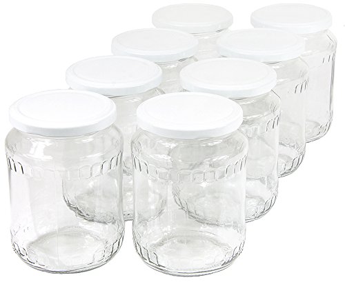 720 ml Einweckgläser mit Deckel weiß Einmachgläser Vorratsgläser Einmachglas Weck (Menge: 24 Stück)