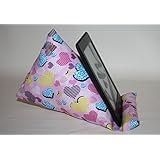 Lesekissen | Lesestütze | Sitzsack | passend für alle E-Book-Reader | Herzen bunt