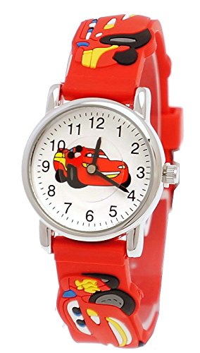 Pure Time Kinderuhr,Silikon Armband Uhr mit Cars Motiv in Rot