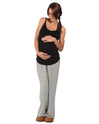 The Essential One - Nursing Pyjama set Black stripe - EOM104 - Large