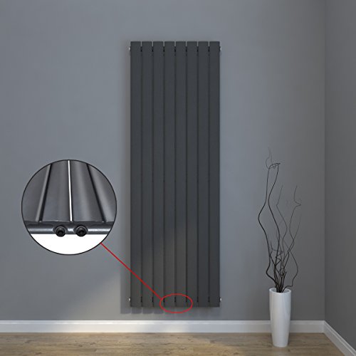 Design Flach Heizkörper 1600x616mm Antrazit Paneelheizkörper Vertikal Mittelanschluss Doppellagig - 4