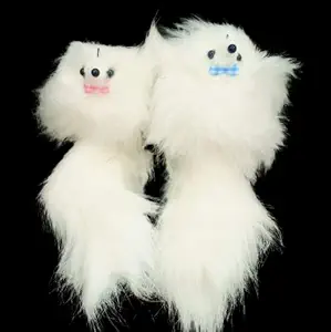 Kiki N Pooch Real Fur White Mouse Cat Toy - 02 Piece