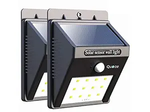 Quace Weather Resistant 12 LED Motion Sensor Solar Light (White) - Set of 2