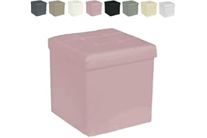 GX GARGIX Puff Pouf Contenitore Quadrato velluto Baule 38X38cm Trapuntato (dSSEL-ROSA)
