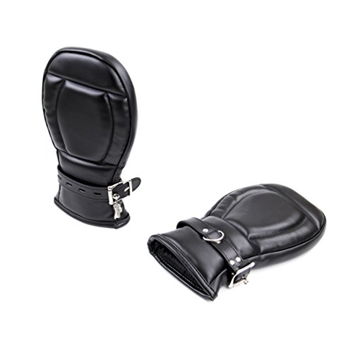 Preisvergleich Produktbild FeiGu Leder gepolsterte Fausthandschuhe Fingerlose Handschuhe mit Schlössern