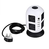 Vertical Extension Lead with USB, 8 Way Outlets 4 USB Ports Power Strip Tower wi